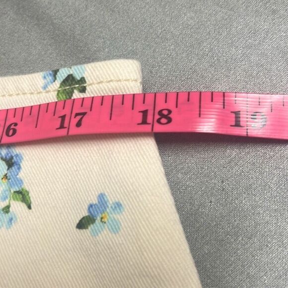 Revolve Weworewhat Ivory Blue Floral Cut Out Belted Mini Denim Skirt Large NWT - Picture 13 of 15